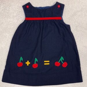 Florence Eiseman Navy Dress jumper with Cherry school Accents size 4